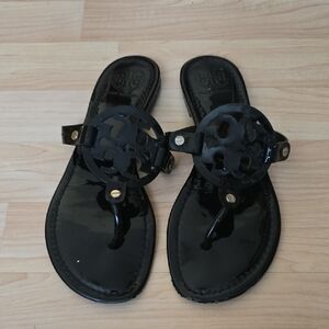 Tory Burch Miller Black Patent Leather Sandals 7.5